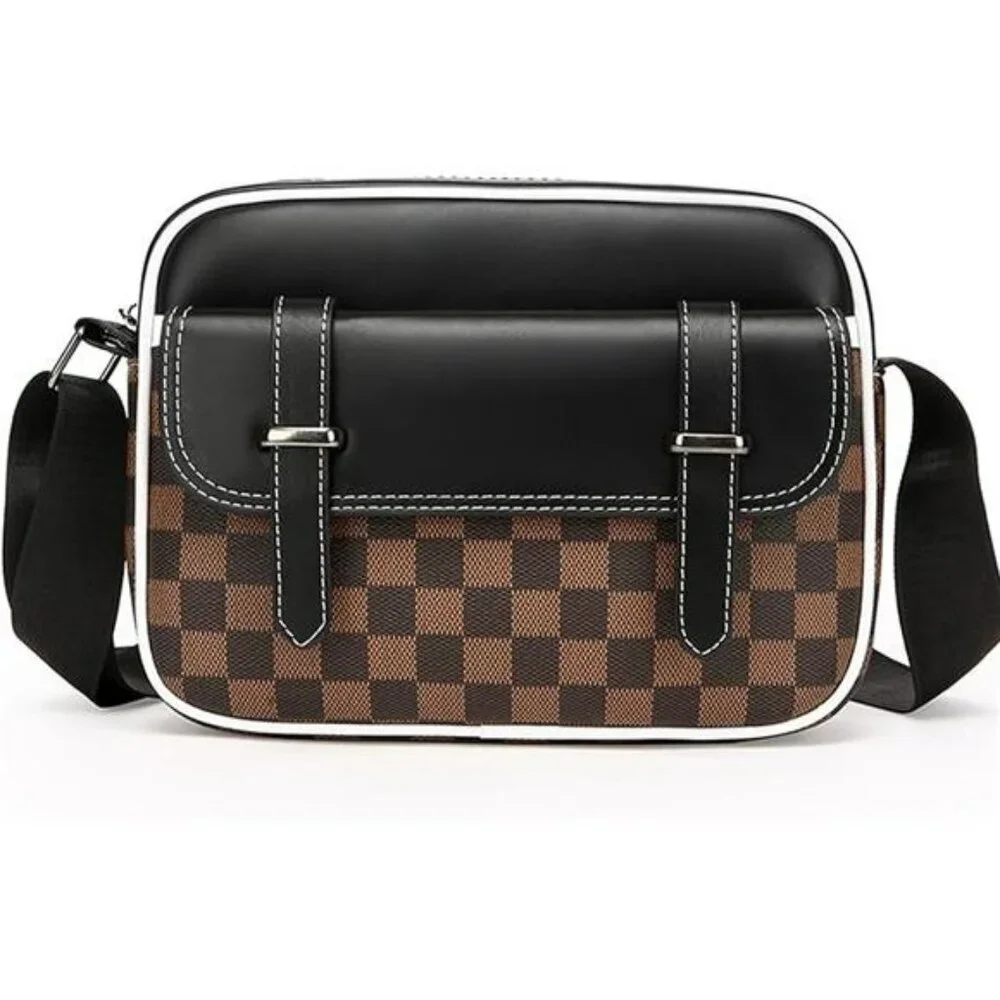 Mens Crossbody Bag PU Leather Shoulder Messenger Bag Travel Work Daily Purse